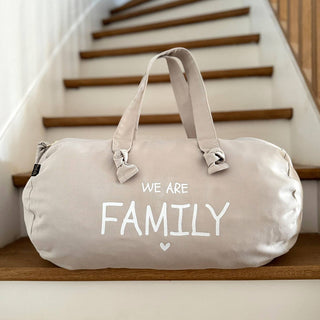 Sac Polochon "We are family" gris perle