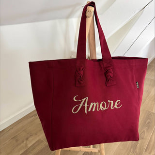 Sac cabas "Amore" bordeaux