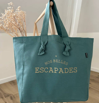 Sac cabas "Nos belles escapades" eucalyptus