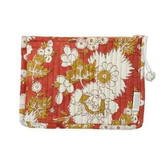 Petite pochette matelassée imprimée de fleurs indiennes Vishnu Squirrel