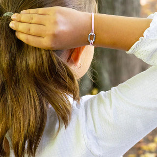 Bracelet pour enfants maillon 16mm - Rose- Argent