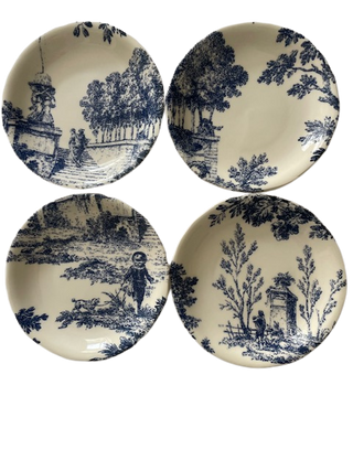 Set de 4 assiettes Toile de Jouy PM