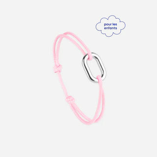 Bracelet pour enfants maillon 16mm - Rose- Argent