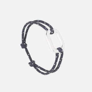 Bracelet maillon Bleu marine moucheté blanc 22mm- Argent