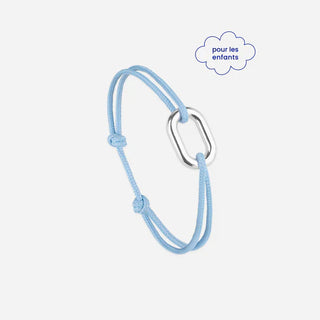 Bracelet pour enfants maillon 16mm - Bleu ciel  - Argent