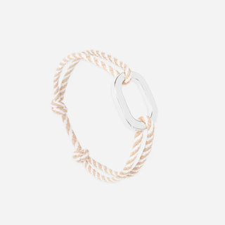 Bracelet maillon Beige rayé Blanc 22mm - Argent