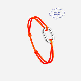 Bracelet pour enfants maillon 16mm - Orange fluo  - Argent