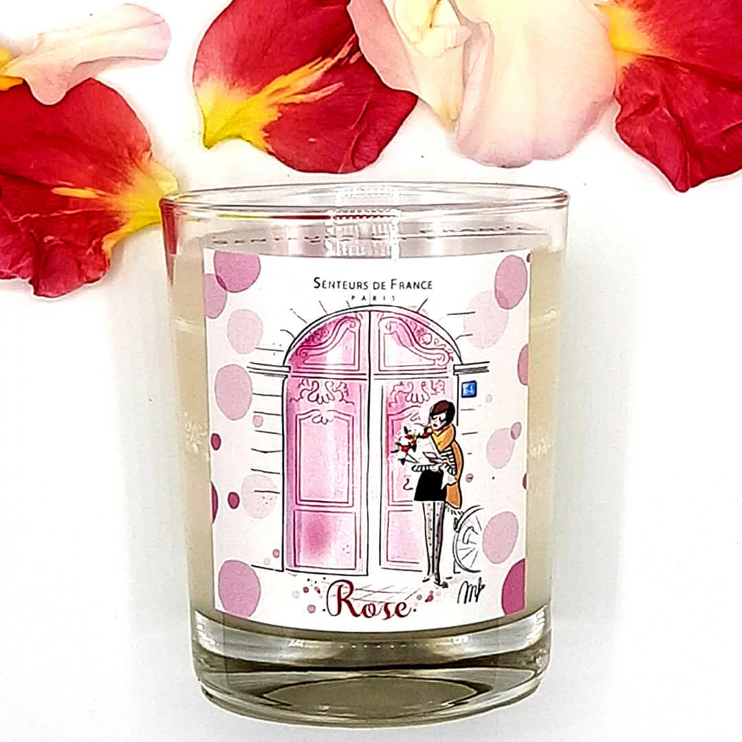 Bougie parfumée rose thème Paris cire végétale