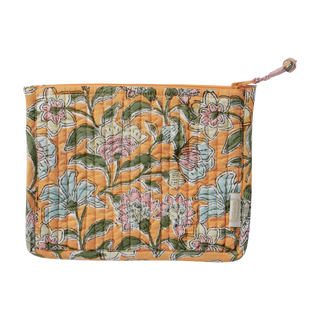 Petite pochette matelassée imprimée de fleurs indiennes Sakura Curry