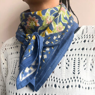 Foulard bohemian Bleu vert L