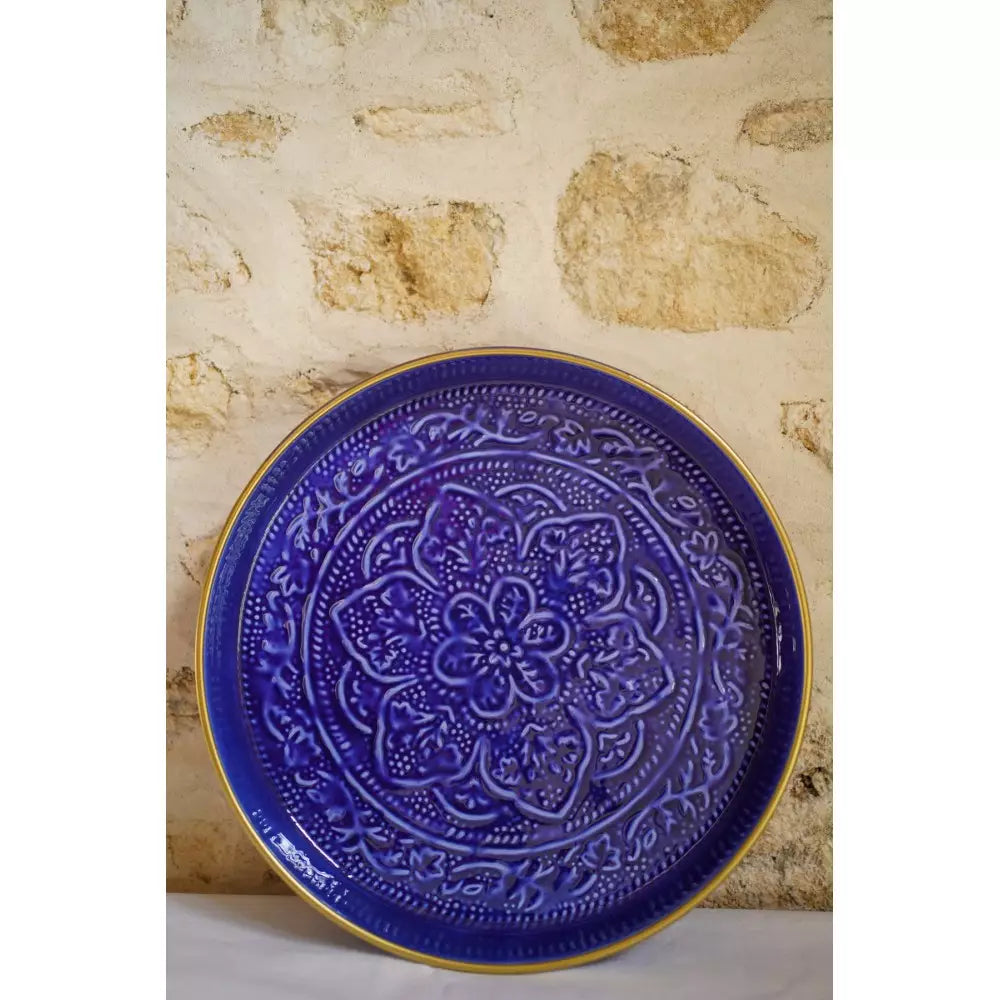 Plateau berbère Bleu Majorelle 35cm - Bazar de luxe