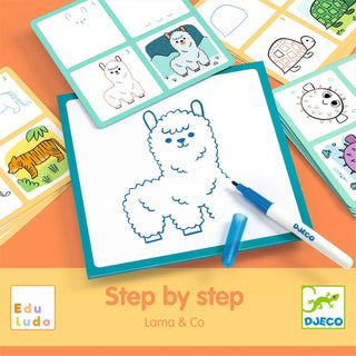 Apprendre à dessiner Step by step Lama & Co - Djeco