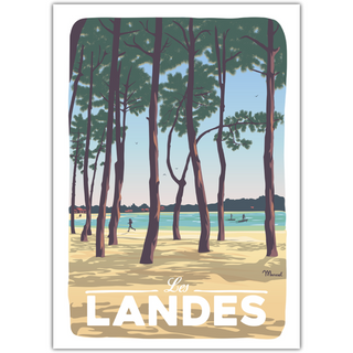 Affiche les Landes " Au Bord du Lac" - 30 x 40 cm - Marcel