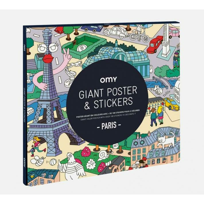 Poster géant à colorier et stickers - Paris - OMY